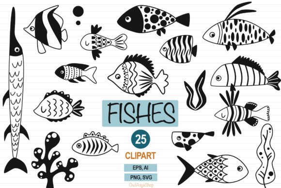Download Black Fish Clipart, Sea Animals Svg - Svg Collection