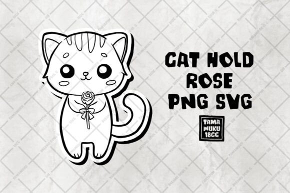 Download Cat Hold Rose PNG SVG - Svg Collection