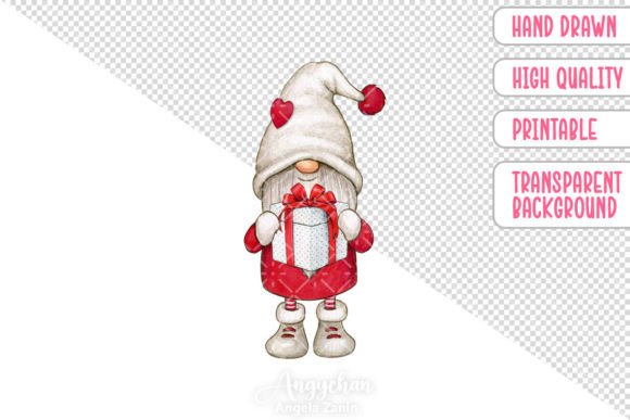 Download Hand Drawn Valentine Gnome with Gift Box - Hand Collection