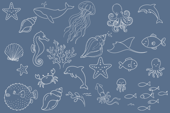 Download Ocean Sea Life Animals Doodle Clipart - Doodle Collection