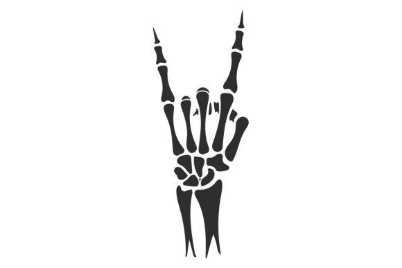 Download Skeleton Hand Show Rock Gesture Black Si - Hand Collection